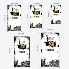 Aperturee Aperturee Two Legit to Quit Birthday Rectangle Backdrop Second Bday Hip Hop Party Banner 90s Retro Boombox Photo Prop Decor