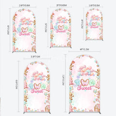 Aperturee - Aperturee Two Sweet Birthday Arch Backdrop for 2nd Birthday Winter Candyland with Gingerbread Christmas Sweet Shoppe Party