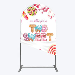 Aperturee - Aperturee Two Sweet Birthday Arch Backdrop Watercolor Donut Candy Party Decoration Girl 2nd Birthday Background