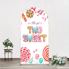 Aperturee - Aperturee Two Sweet Birthday Arch Backdrop Watercolor Donut Candy Party Decoration Girl 2nd Birthday Background