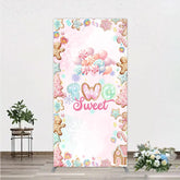 Aperturee - Aperturee Two Sweet Birthday Rectangle Backdrop for 2nd Birthday Winter Candyland with Gingerbread Christmas Sweet Shoppe Party