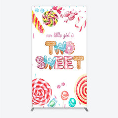 Aperturee - Aperturee Two Sweet Birthday Rectangle Backdrop Watercolor Donut Candy Party Decoration Girl 2nd Birthday Background