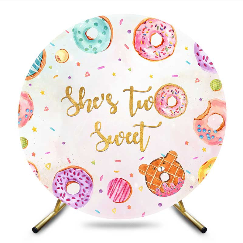 Aperturee Aperturee Two Sweet Colorful Donuts Candyland Round Backdrop