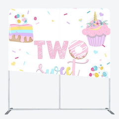 Aperturee - Aperturee Two Sweet Desserts Fabric Backdrop Cover for Birthday
