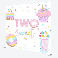 Aperturee - Aperturee Two Sweet Desserts Fabric Backdrop Cover for Birthday