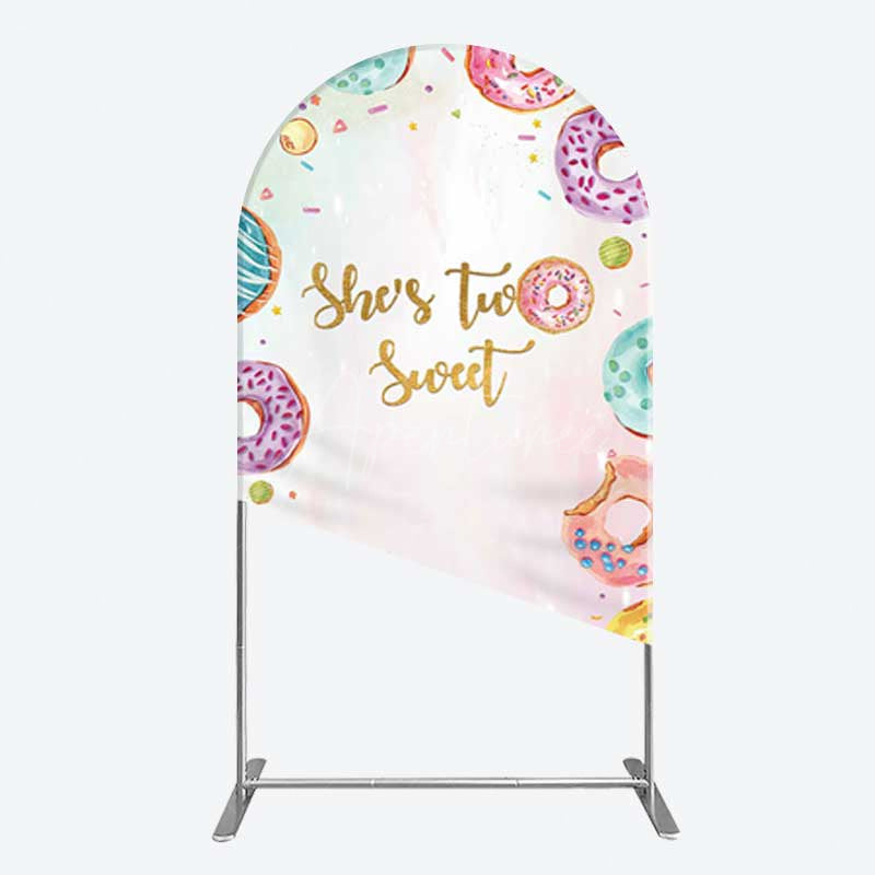 Aperturee Aperturee Two Sweet Donut Pink Girl Birthday Arch Backdrop