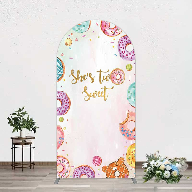 Aperturee Aperturee Two Sweet Donut Pink Girl Birthday Arch Backdrop