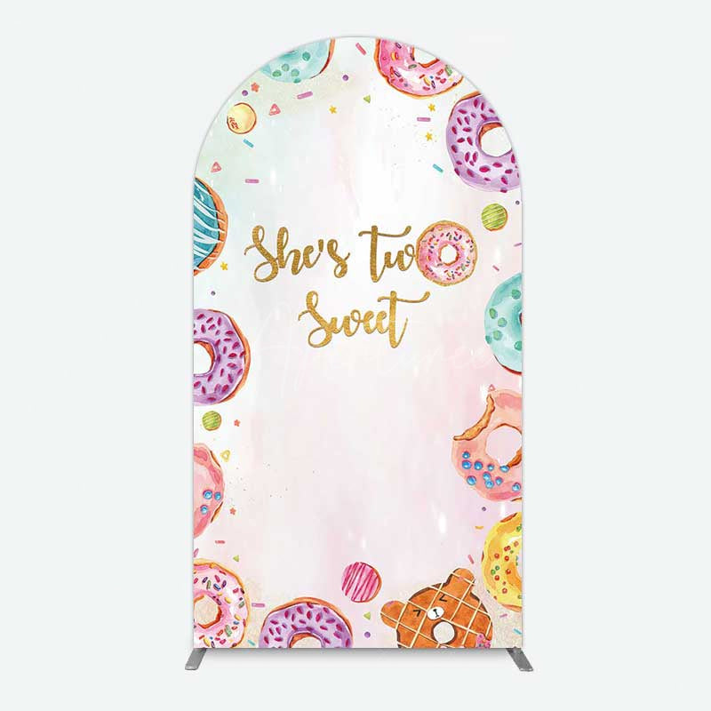 Aperturee Aperturee Two Sweet Donut Pink Girl Birthday Arch Backdrop