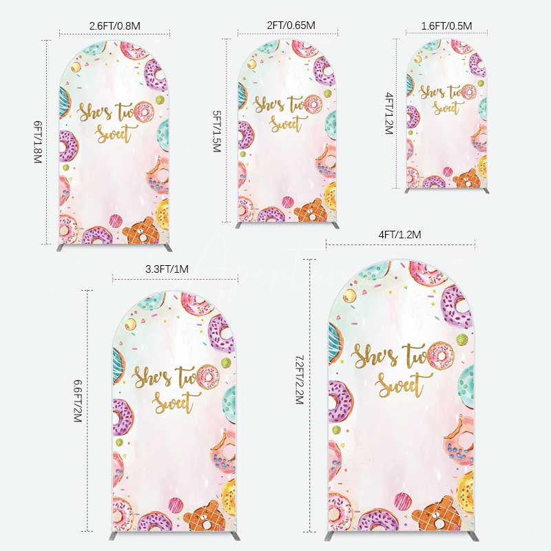 Aperturee Aperturee Two Sweet Donut Pink Girl Birthday Arch Backdrop