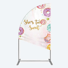 Aperturee Aperturee Two Sweet Donut Pink Girl Birthday Half Moon Arch Backdrop