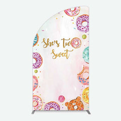 Aperturee Aperturee Two Sweet Donut Pink Girl Birthday Half Moon Arch Backdrop