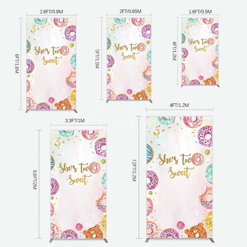 Aperturee Aperturee Two Sweet Donut Pink Girl Birthday Rectangle Backdrop