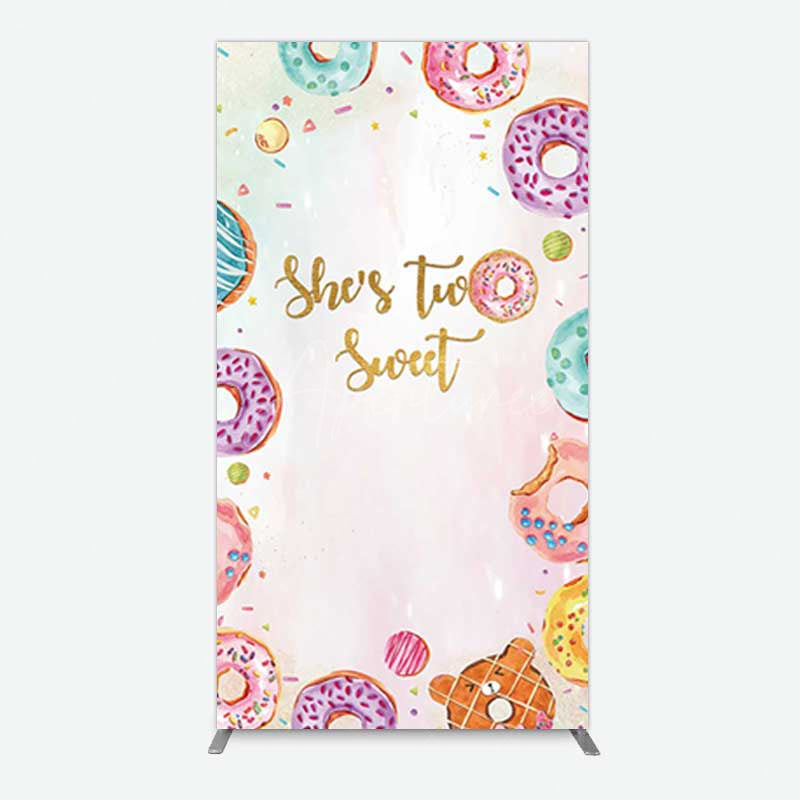 Aperturee Aperturee Two Sweet Donut Pink Girl Birthday Rectangle Backdrop