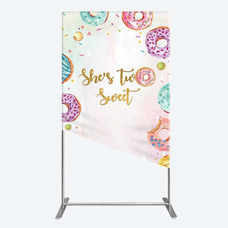 Aperturee Aperturee Two Sweet Donut Pink Girl Birthday Rectangle Backdrop