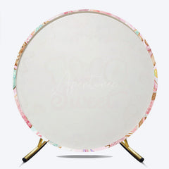 Aperturee - Aperturee Two Sweet Winter Candyland Round Backdrop Gingerbread and Cookies 2nd Birthday Christmas Themed Party Decor