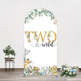 Aperturee - Aperturee Two Wild Animals Boy Birthday Arch Backdrop