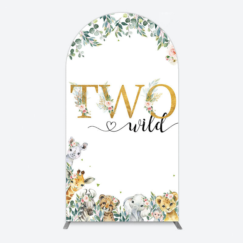 Aperturee - Aperturee Two Wild Animals Boy Birthday Arch Backdrop