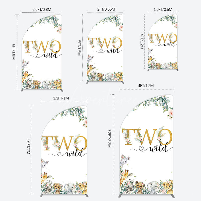 Aperturee - Aperturee Two Wild Animals Boy Birthday Half Moon Arch Backdrop
