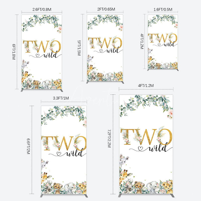 Aperturee - Aperturee Two Wild Animals Boy Birthday Rectangle Backdrop