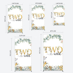 Aperturee - Aperturee Two Wild Animals Boy Birthday Rectangle Backdrop