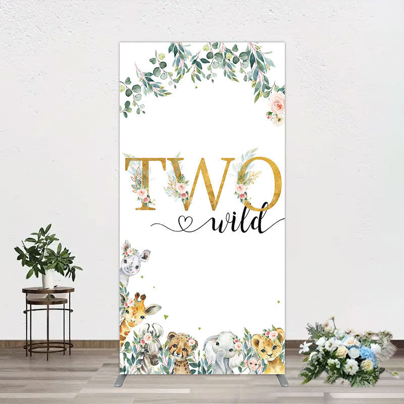 Aperturee - Aperturee Two Wild Animals Boy Birthday Rectangle Backdrop