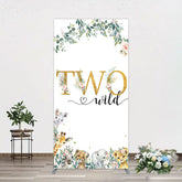 Aperturee - Aperturee Two Wild Animals Boy Birthday Rectangle Backdrop