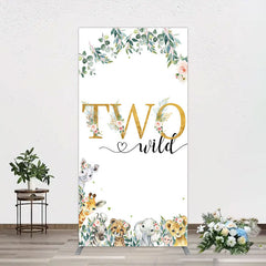 Aperturee - Aperturee Two Wild Animals Boy Birthday Rectangle Backdrop