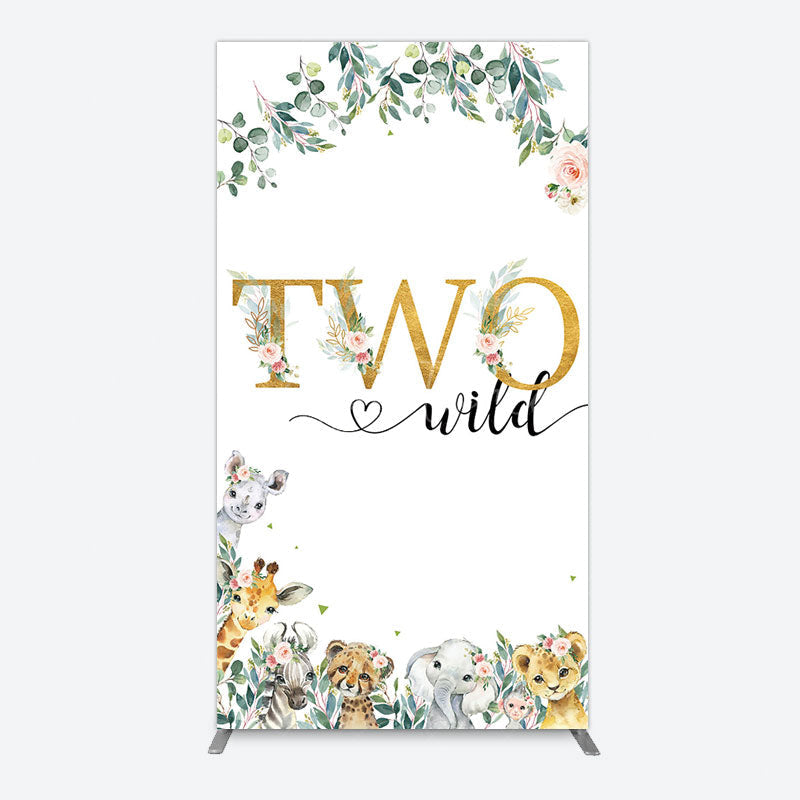 Aperturee - Aperturee Two Wild Animals Boy Birthday Rectangle Backdrop