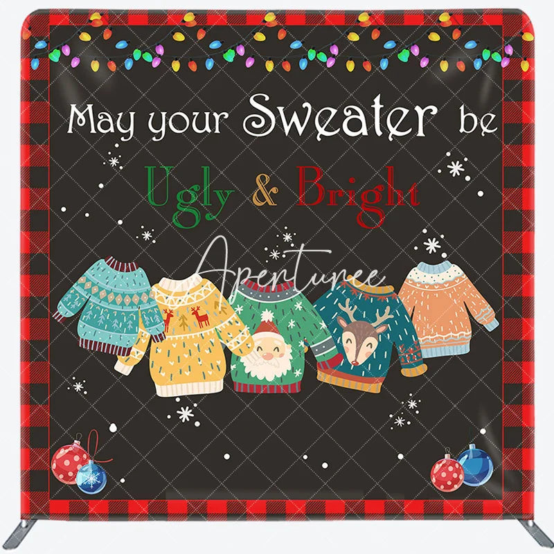Aperturee - Aperturee Ugly And Bright Christmas Square Arch Fabric Backdrop