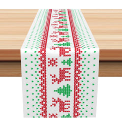 Aperturee - Aperturee Ugly Style Green Dots Elk Christma Tree Table Runner