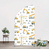 Aperturee Aperturee Under Construction Excavator Baby Shower Half Moon Arch Backdrop