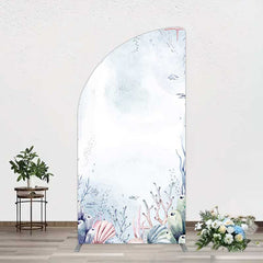 Aperturee Aperturee Under Sea Coral Birthday Party Half Moon Arch Backdrop