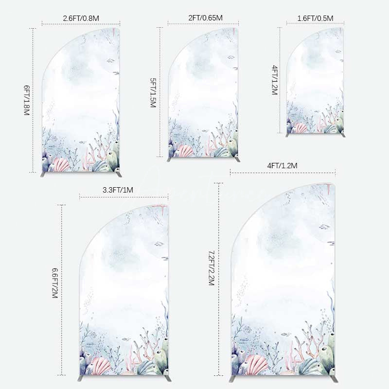 Aperturee Aperturee Under Sea Coral Birthday Party Half Moon Arch Backdrop