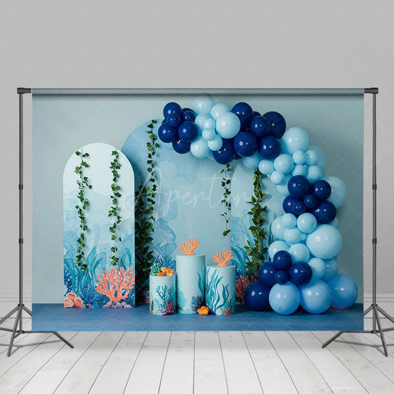 Aperturee - Aperturee Under The Sea Balloon Arched Cake Smash Backdrop
