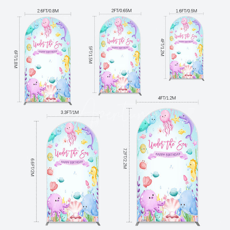 Aperturee - Aperturee Under The Sea Birthday Girl Party Arch Backdrop
