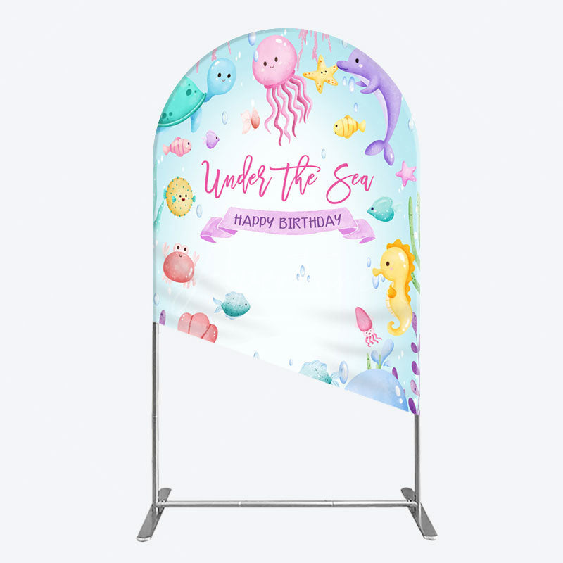 Aperturee - Aperturee Under The Sea Birthday Girl Party Arch Backdrop