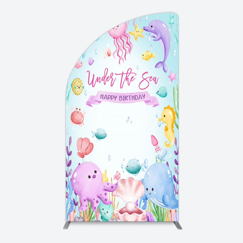 Aperturee - Aperturee Under The Sea Birthday Girl Party Half Moon Arch Backdrop