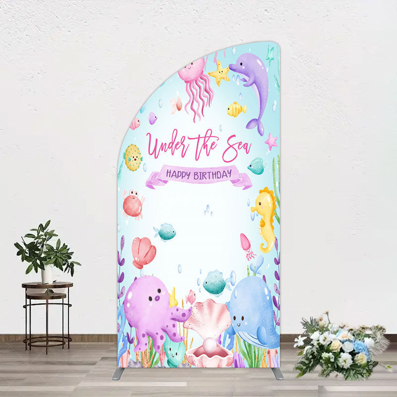 Aperturee - Aperturee Under The Sea Birthday Girl Party Half Moon Arch Backdrop