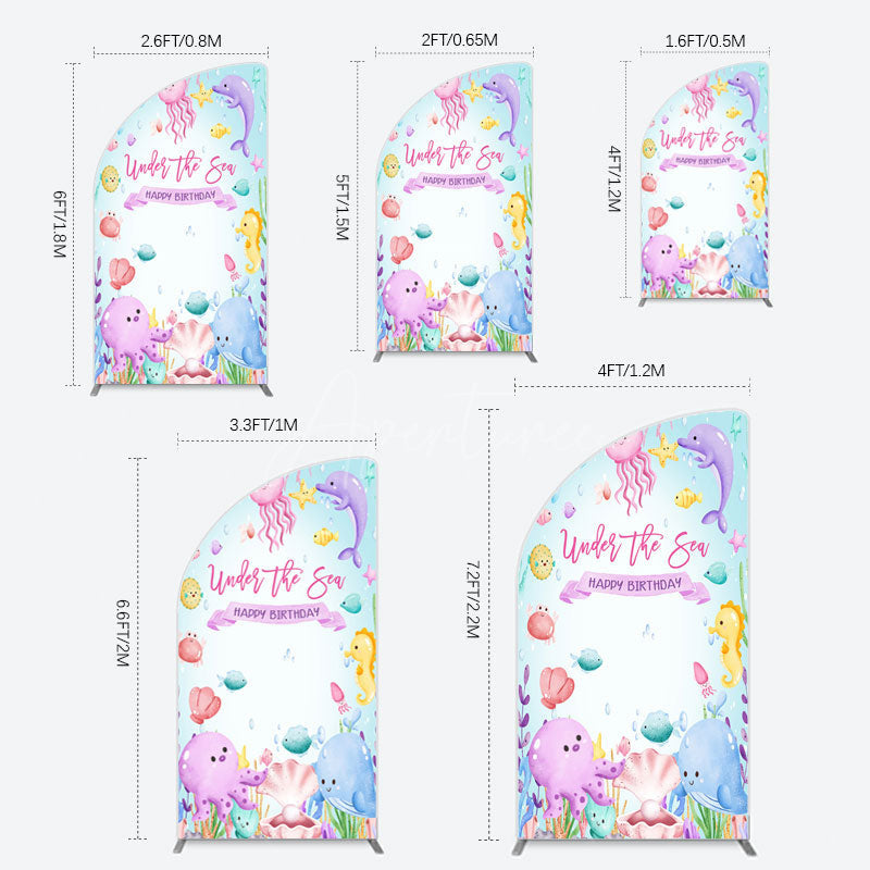 Aperturee - Aperturee Under The Sea Birthday Girl Party Half Moon Arch Backdrop