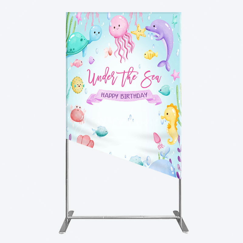Aperturee - Aperturee Under The Sea Birthday Girl Party Rectangle Backdrop