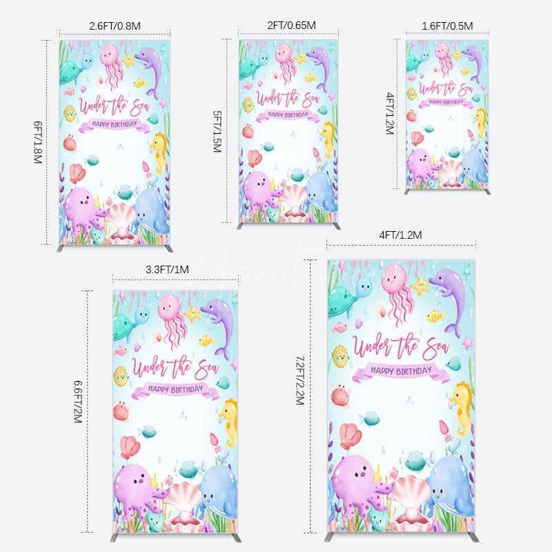 Aperturee - Aperturee Under The Sea Birthday Girl Party Rectangle Backdrop