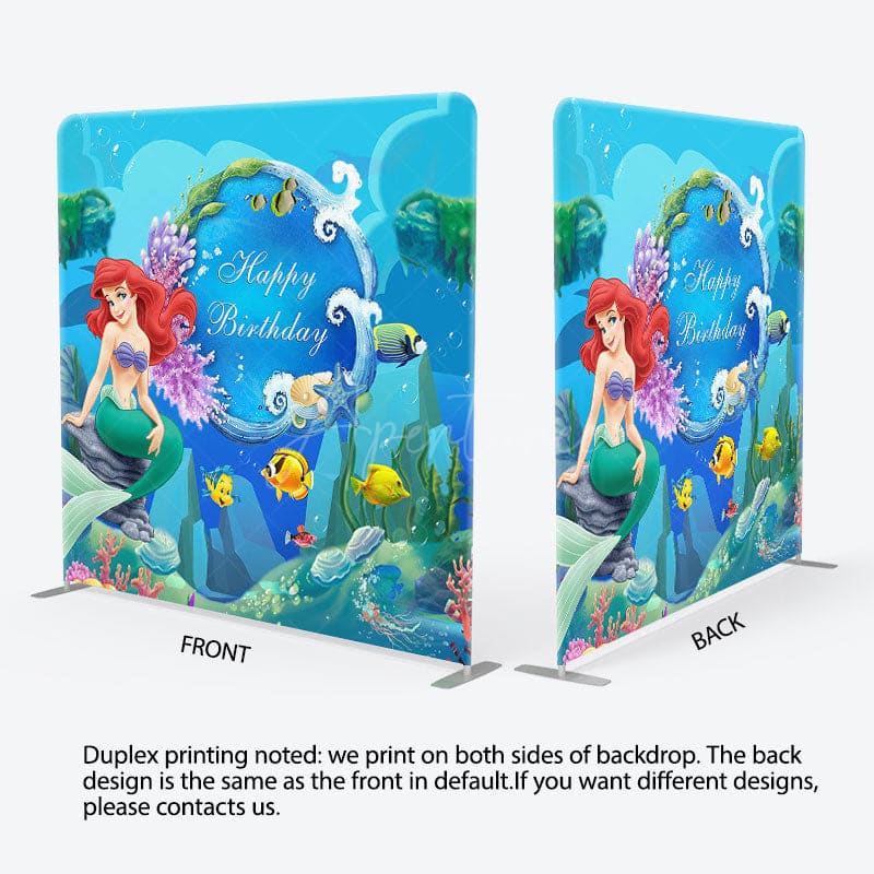 Aperturee - Aperturee Under The Sea Mermaid Fabric Backdrop Cover for Birthday