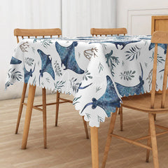 Aperturee - Aperturee Under The Sea Rectangle Tablecloth with Manta Rays for Summer Ocean Themed Party and Kids Bathroom Decor