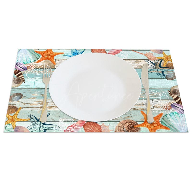 Aperturee - Aperturee Under The Sea Sea Star Shells Set of 4 Placemats