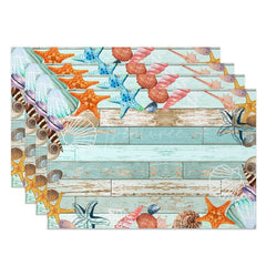 Aperturee - Aperturee Under The Sea Sea Star Shells Set of 4 Placemats