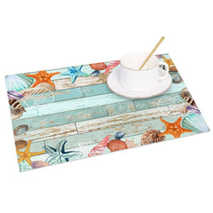 Aperturee - Aperturee Under The Sea Sea Star Shells Set of 4 Placemats