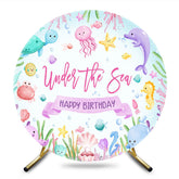 Aperturee - Aperturee Under The Sea Summer Cartoon Circle Birthday Backdrop