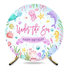 Aperturee - Aperturee Under The Sea Summer Cartoon Circle Birthday Backdrop