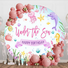Aperturee - Aperturee Under The Sea Summer Cartoon Circle Birthday Backdrop