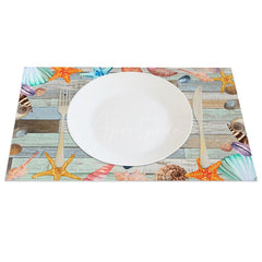 Aperturee - Aperturee Under The Sea Turtle Wood Summer Set of 4 Placemats